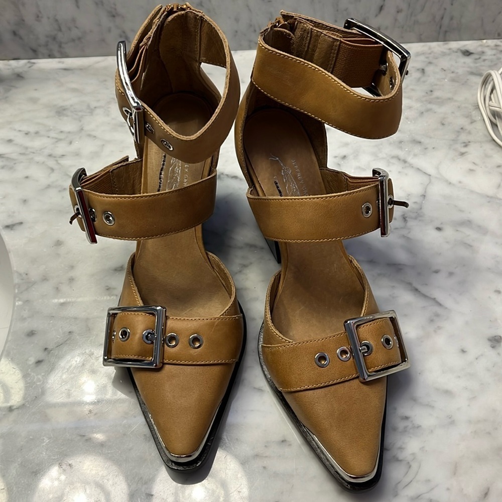 Free People x Jeffrey Campbell Hendrix Heels Tan Size 6 NWT - Picture 3 of 13